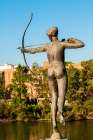 Amazon warrior stature sculpture, Plaza de Espana, Seville, Andalusia, Spain. Art Print